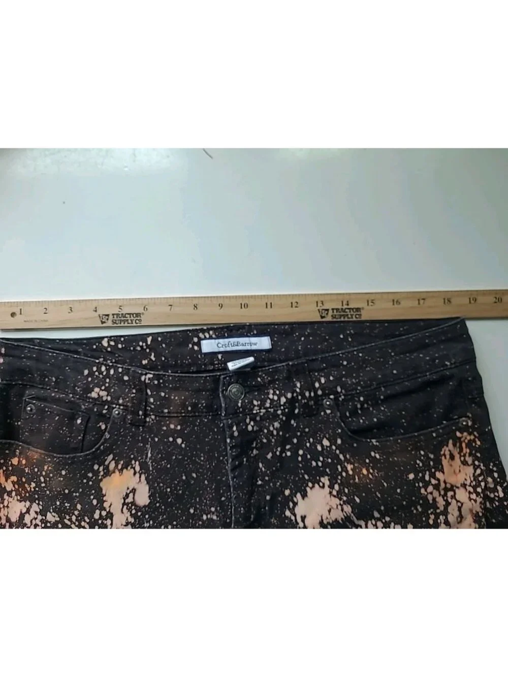 Vtg Y2K Croft&Barrow Womens Bleached Jeans 16 Stretch Straight Leg Black Orange - Picture 6 of 14
